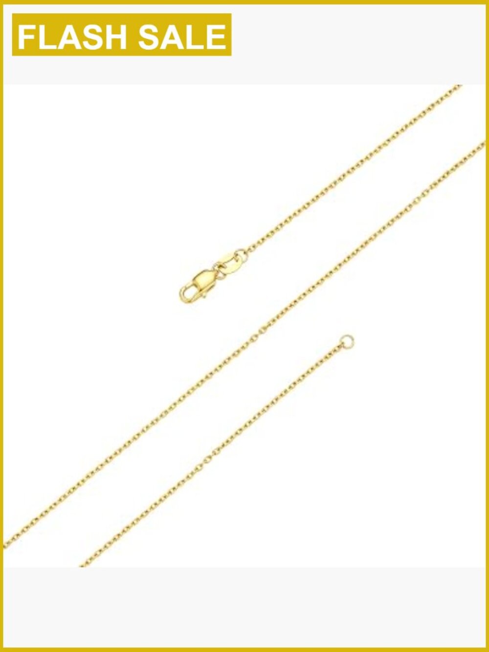 14K Gold Plated Cable Chain Necklace 1.5mm 18" Lobster Clasp